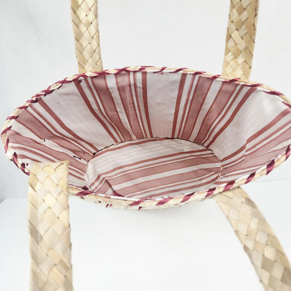 Vintage Handmade Bahamas Raffia Straw Tote Bag